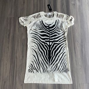 NWT DIESEL WOMEN zebra  D-slash dress off/white size m